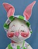 Annalee 18" Country Girl Bunny with Green Apron Cardholder and Flowers - Near Mint - 1975 - S24-75grxx