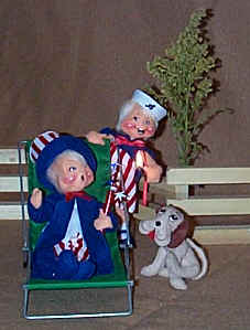 Decorating ideas using the Sue Coffee Patriotic boy and girl Annalee Doll