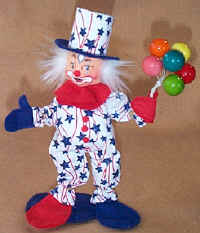 Photo of the Sue Coffee Exclusives Patriotic Clown holding baloons in a parade